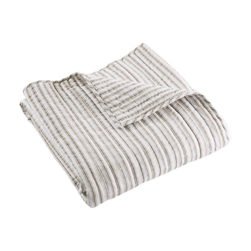Tobago Stripe Taupe Quilted Throw - Levtex Home