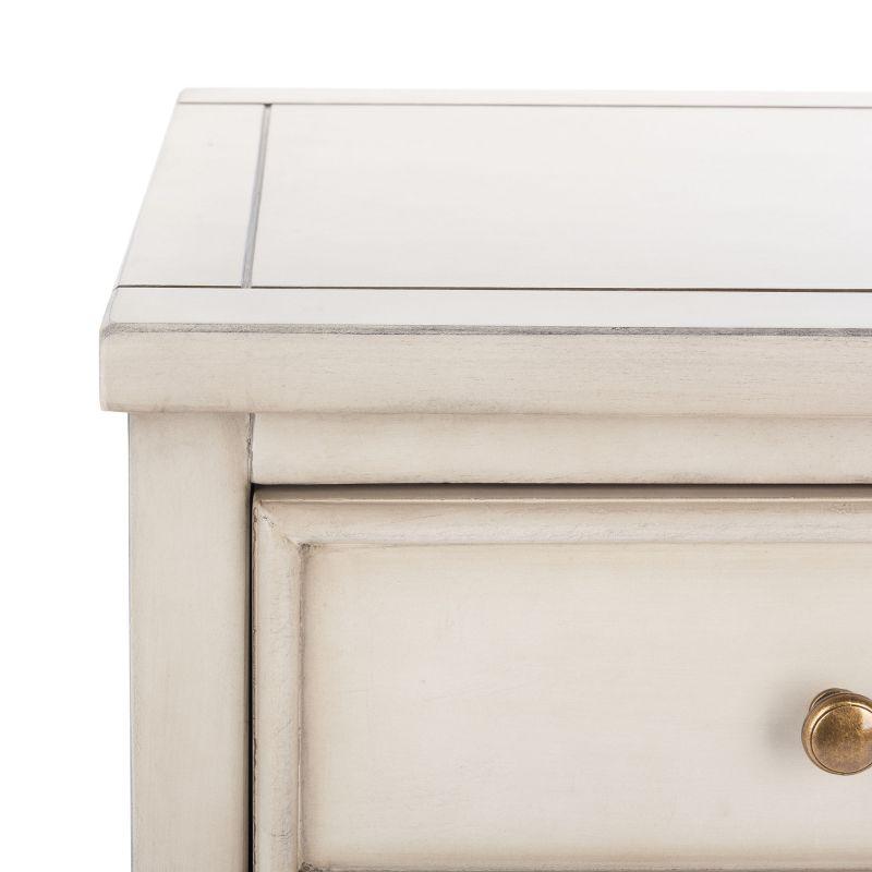 Toby Accent Table With Storage Drawers - AMH6625D - White Birch - Safavieh Couture