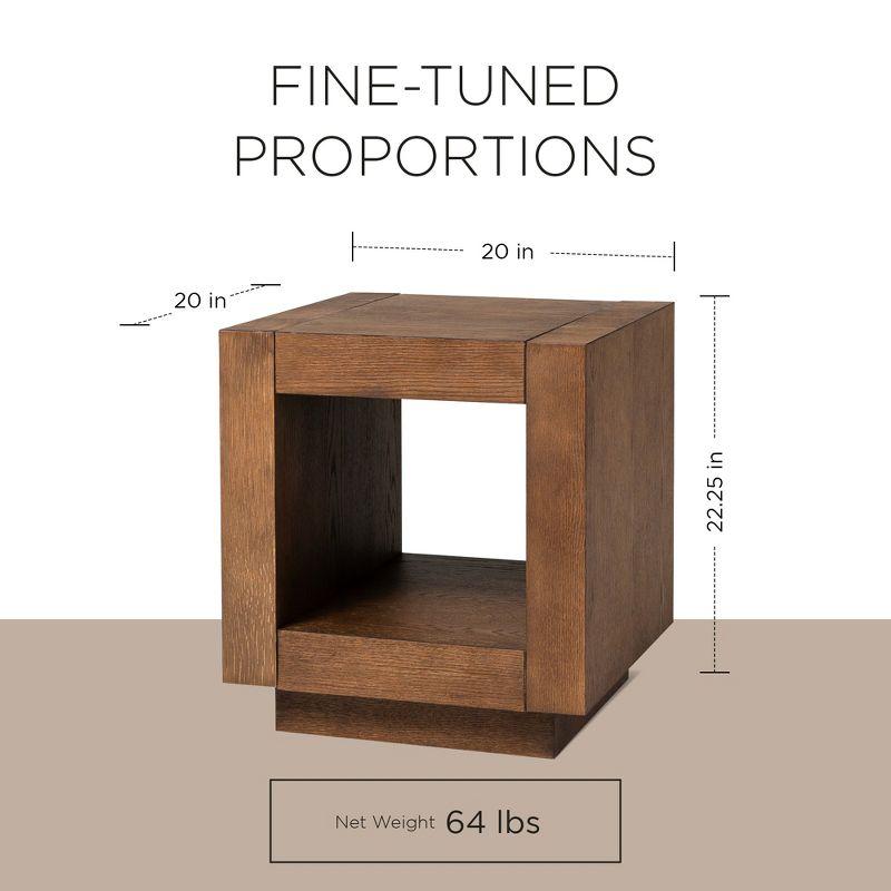 Artemis Refined Brown Wooden Cube Side Table with Shelf