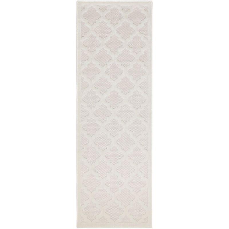 Nourison Trellis Outdoor Runner Rug Ivory White 2' x 6'