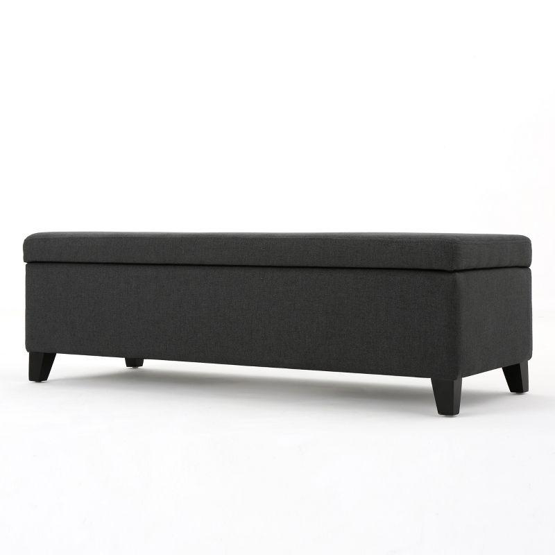 York Storage Ottoman Dark Gray - Christopher Knight Home: Upholstered, Rectangular, No Assembly Required