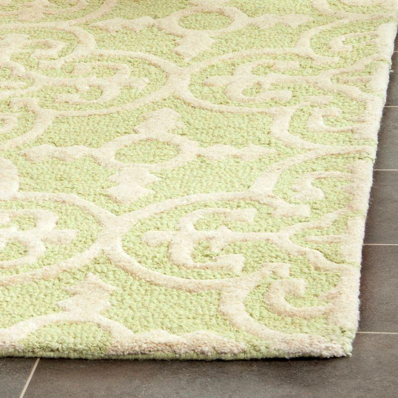 Hand-Tufted Light Green and Ivory Wool Square Rug - 6'x6'