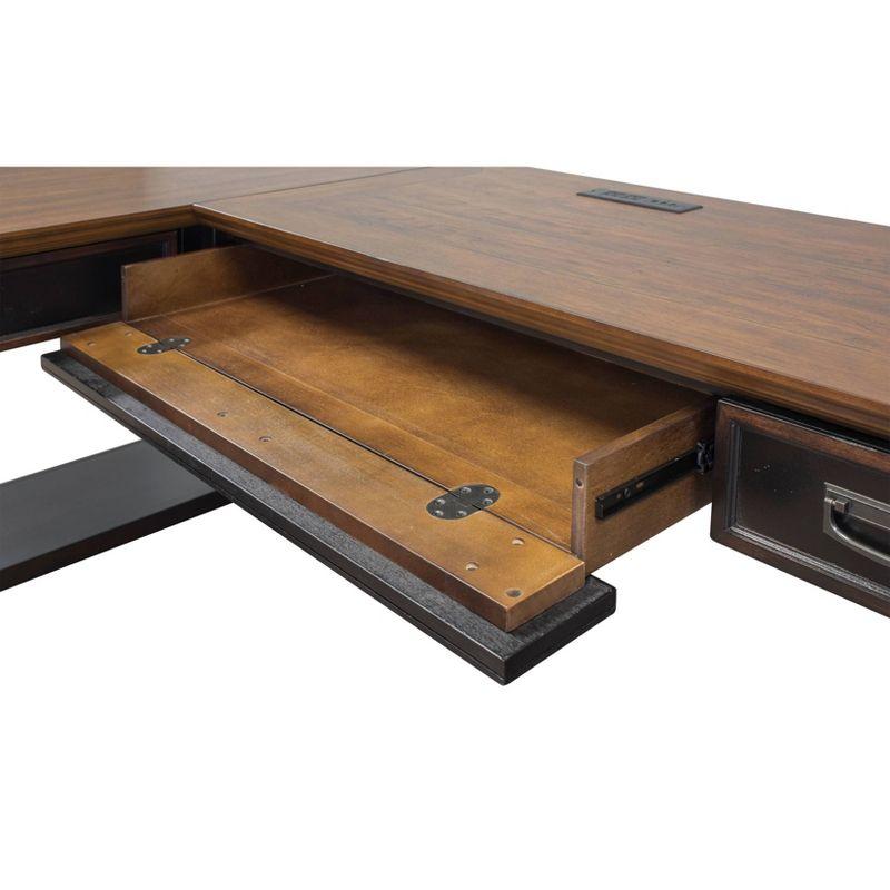 Hartford Open L Shaped Desk Brown - Martin Furniture: Vintage Style, Wire Mesh, Home Office