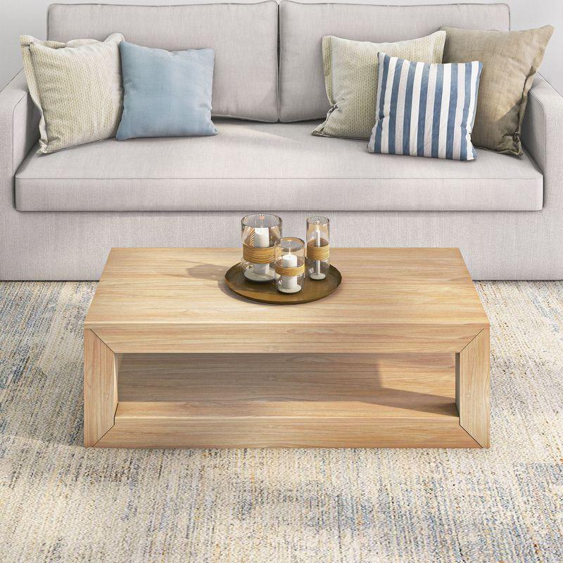 Plank+Beam Modern Rectangular Coffee Table with Shelf, 48", Solid Wood Table