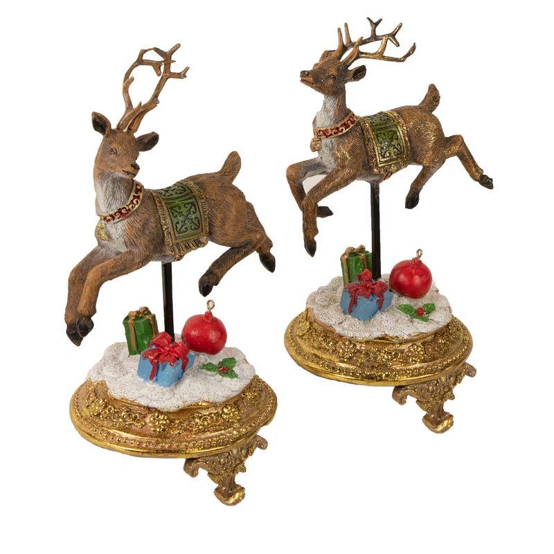 Northlight Glittered Reindeer Christmas Stocking Holders - 9.5" - Set of 2