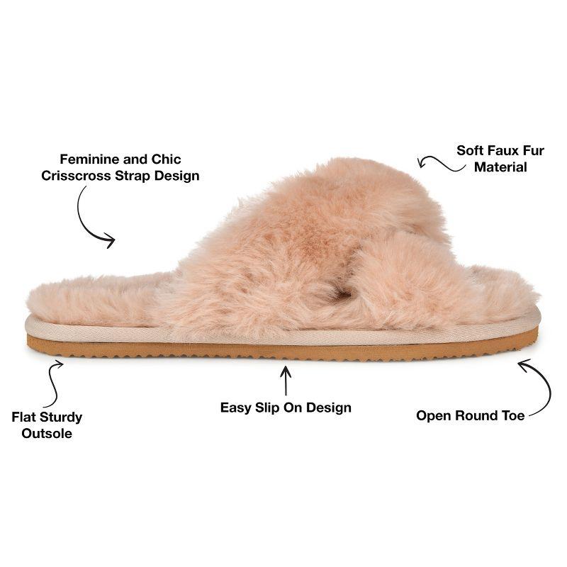 Tan Faux Fur Open Toe Women's Slippers