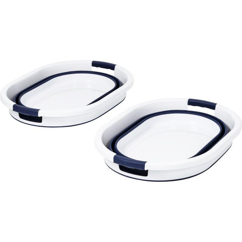 Honey-Can-Do Set of 2 Collapsible Hampers Navy Blue/White