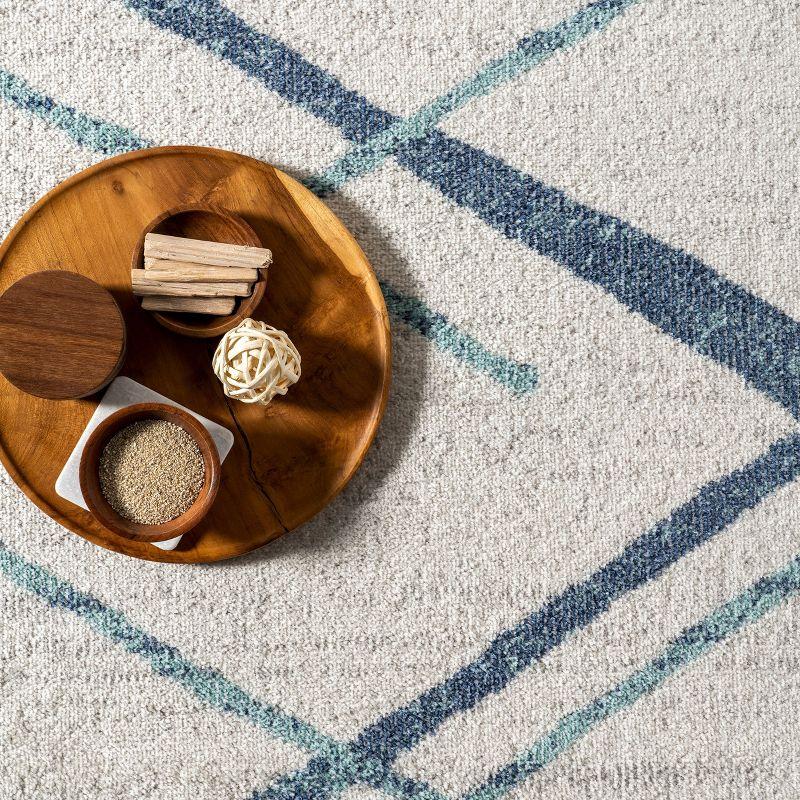 Nuloom 5x8 Thigpen Contemporary Indoor Area Rug, Light Blue, Abstract Lines, Non-Slip Backing, Stain Resistant, BedroomLiving Room, Kitchen,