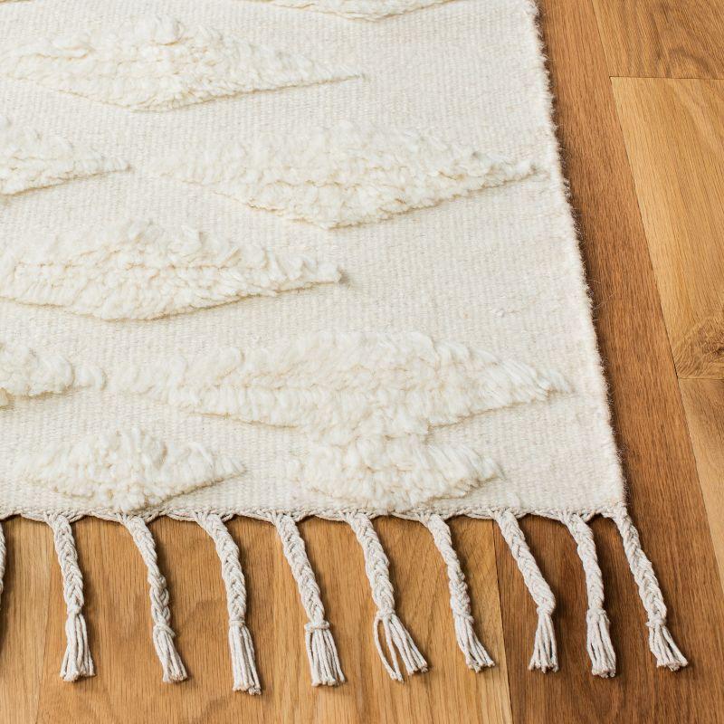 Ivory Hand-Tufted Wool Shag Square Area Rug