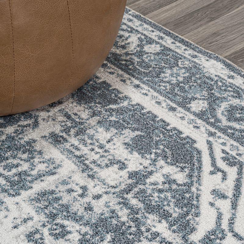 JONATHAN Y Keesha Bold Distressed Medallion Low-Pile Machine-Washable Cream/Blue 5 ft. x 8 ft. Area Rug