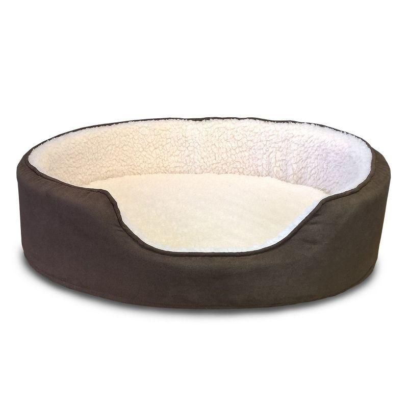 FurHaven Faux Sherpa & Suede Oval Dog Bed