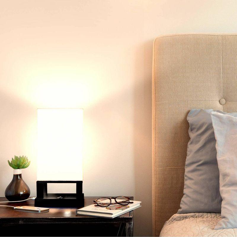Brightech Maxwell 14 in. Mid-Century Modern LED Bedside Table Lamp with Fabric Square Shade