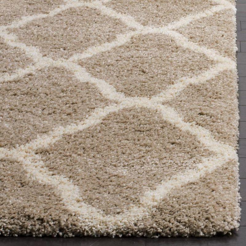 Ivory High Pile Shag Synthetic Area Rug, 3' x 5'