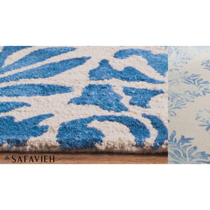 Hand-Tufted Artisan Blue Wool Rectangular Area Rug, 5' x 8'