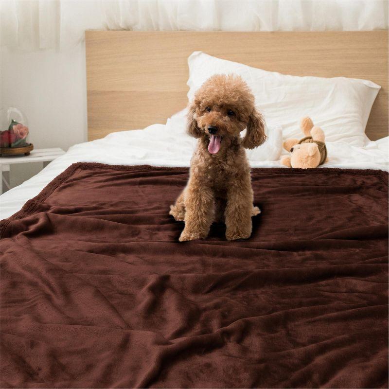 PetAmi Waterproof Dog Blanket for Bed Couch Sofa Cover, Reversible Faux Shearling Fleece Pet Throw (Brown/Brown Faux Shearling, Medium 29 x 40 Inches)