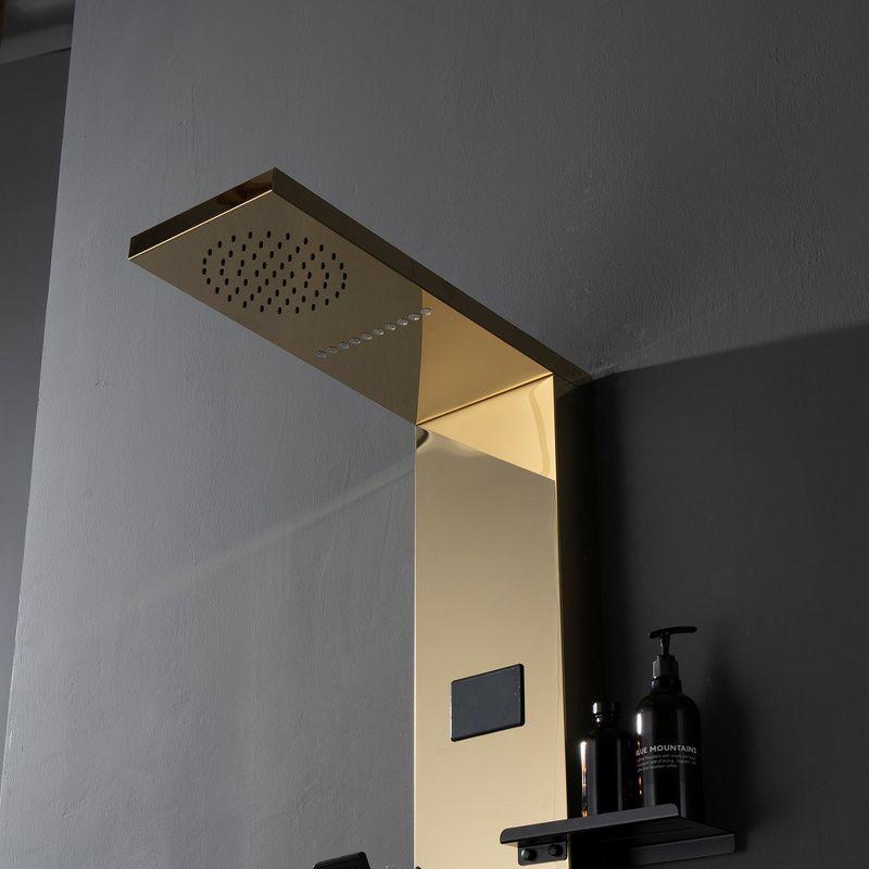 Gold and Black Stainless Steel Shower Panel System with Rainfall Shower Head