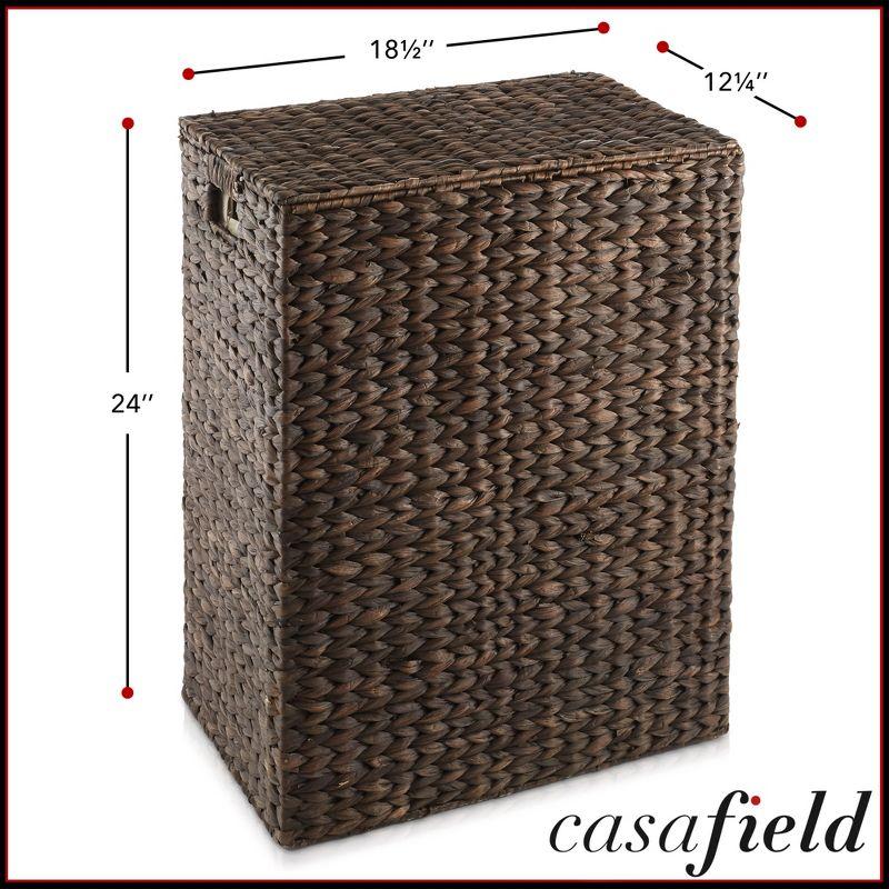 Espresso Woven Water Hyacinth Rectangular Laundry Hamper with Lid