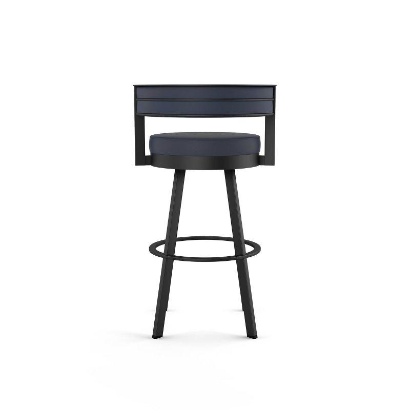 Amisco Browser Upholstered Barstool Navy/Black: Faux Leather, Oval Shape, Steel Frame, 300 lbs Capacity