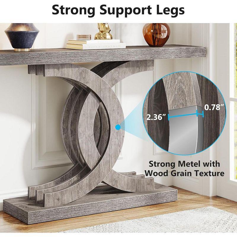 Tribesigns Modern 39-inch Console Tables, Farmhouse Entryway Table with Geometric Base, Wooden Narrow Hallway Table/Sofa Table for Living Room, Grey