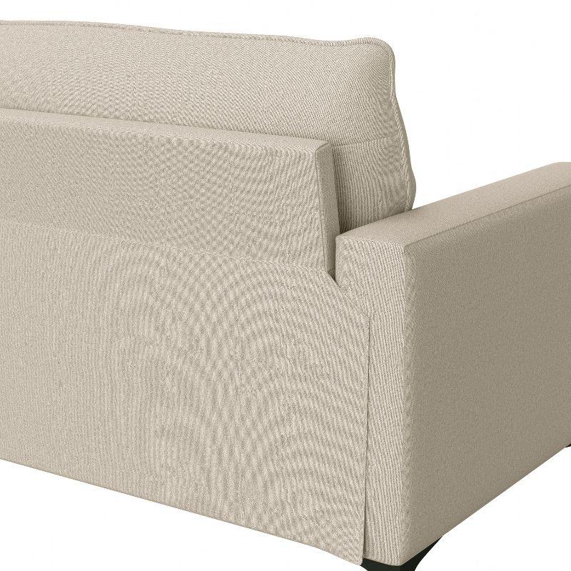 Oatmeal Fabric 66.5'' Sofa with Removable Cushions and Wood Accents