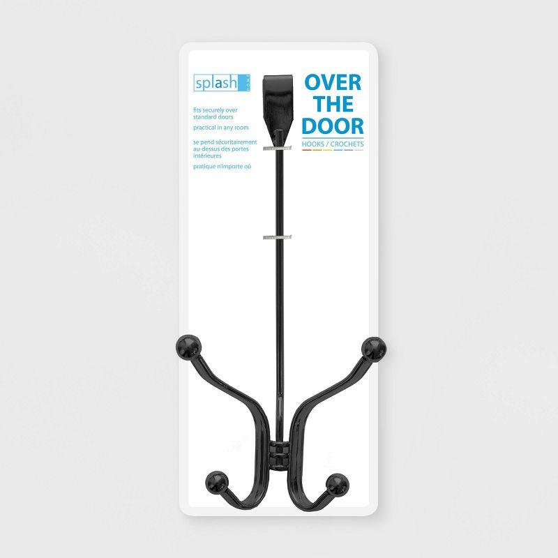 Black Metal Over-the-Door 2 Hook Rack Accessory Organizer