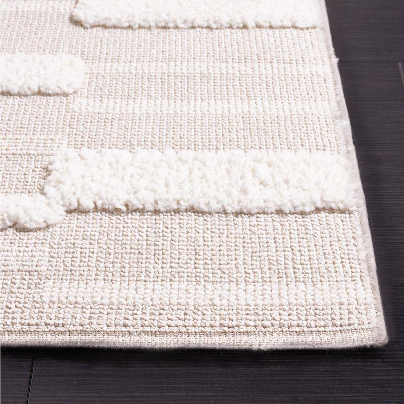 Ivory Geometric Soft Synthetic 4' x 6' Area Rug