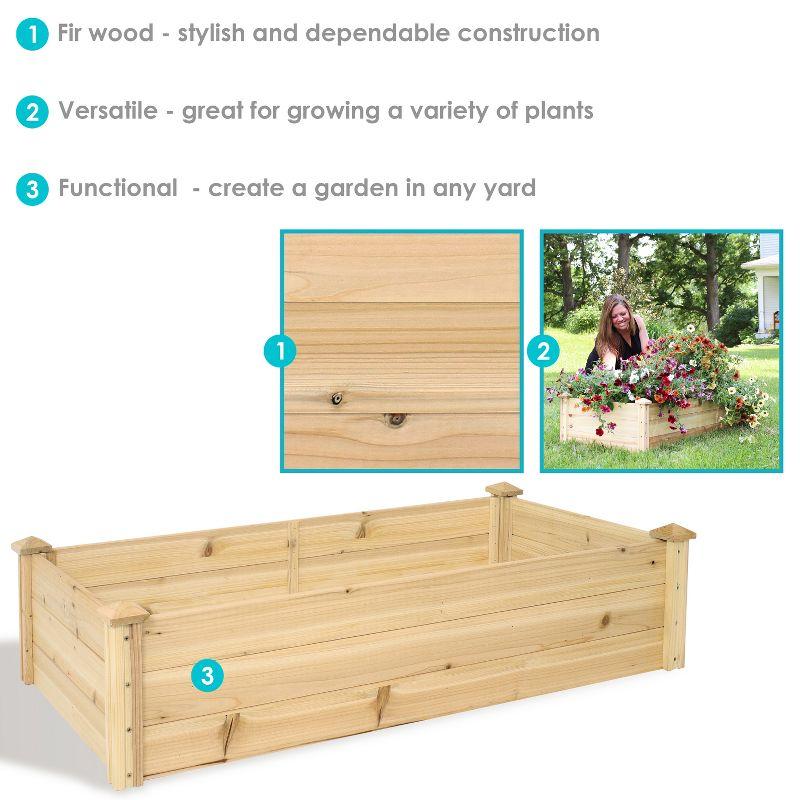 Sunnydaze Outdoor Rectangular Wood Raised Garden Bed for Flower, Vegetable, and Herb Gardening - 24" W x 48.25" L x 12.25" H - Brown