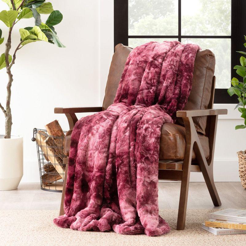 Chanasya Wolf Faux Fur Throw Blanket with Plush Faux Shearling Side