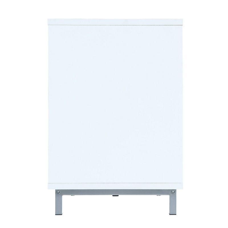 Brighton TV Stand for TVs up to 56" White - Manhattan Comfort: Modern Media Console with Open Glass Shelves & Cable Management