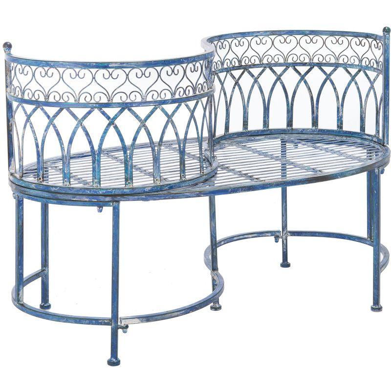 Lara Kissing Bench - Outdoor - PAT5005 - Mossy Blue - Safavieh