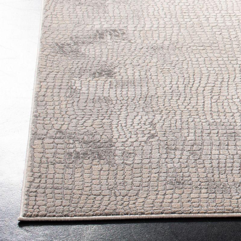 Abstract Gray Hand-Knotted Easy Care Synthetic Area Rug