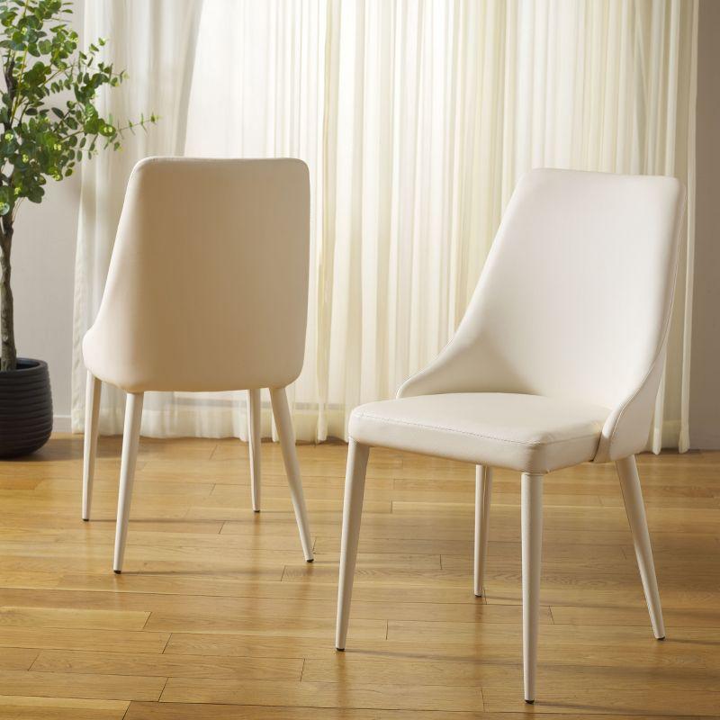 Summerset 19" H Leather Side Chair (Set of 2) - FOX2014 - White - Safavieh Couture