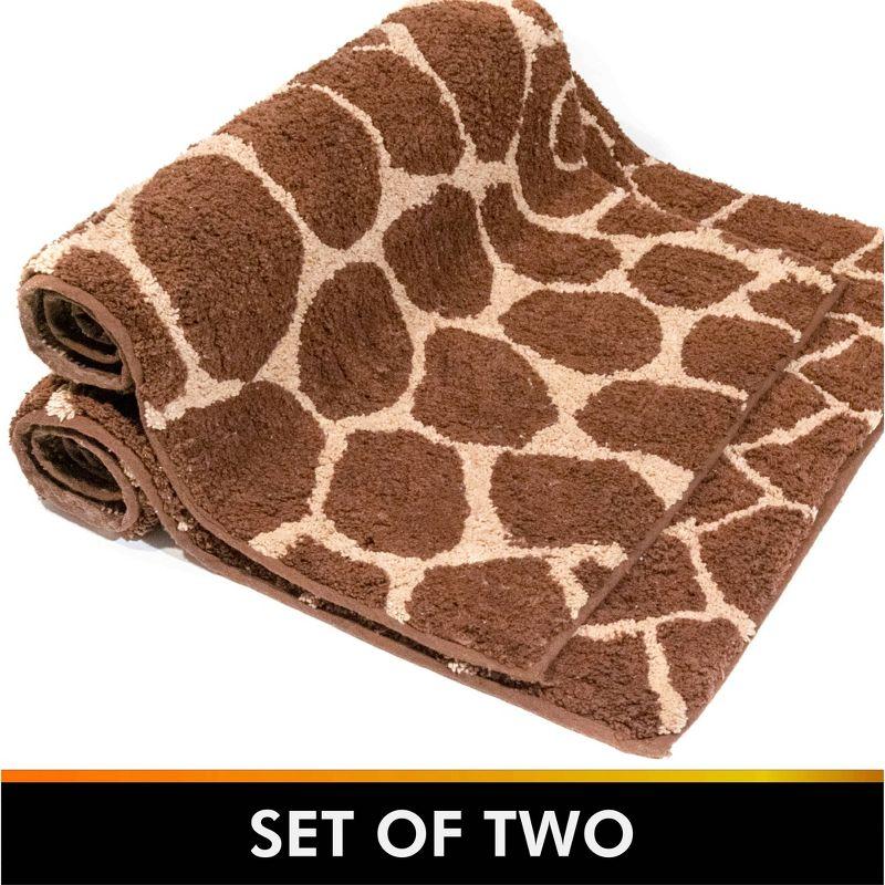2pc Safari Bath Rug Set Brown/Beige - Chesapeake Merchandising: Giraffe Pattern, Cotton, Machine Made, Tufted