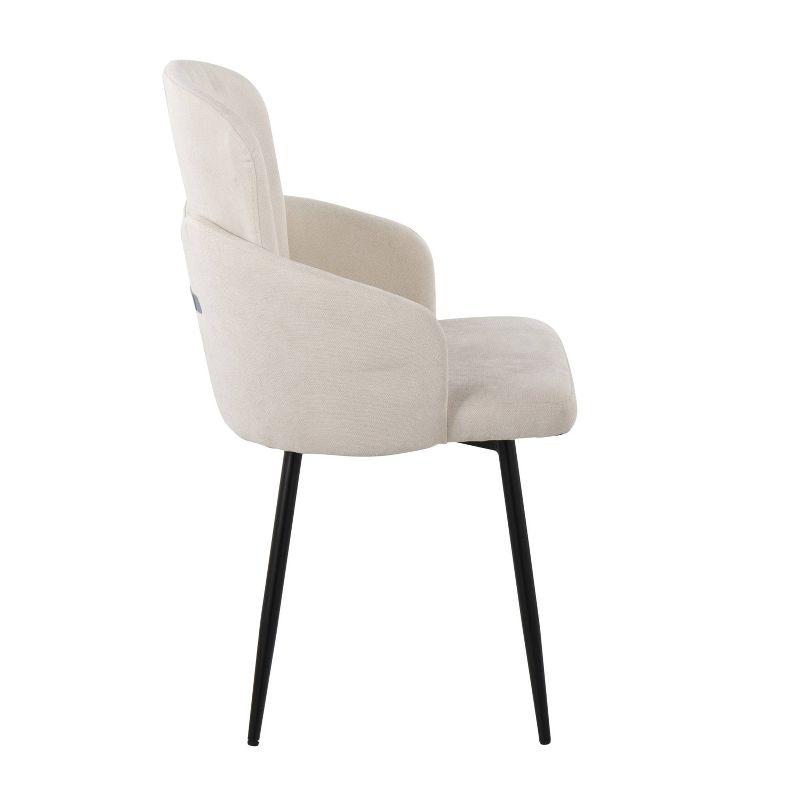 Set of 2 Dahlia Dining Chairs Black/Cream - LumiSource: Metal Legs, Upholstered, Contemporary Design