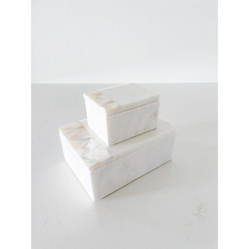 Mother of Pearl White Marble Decor Box - Anaya