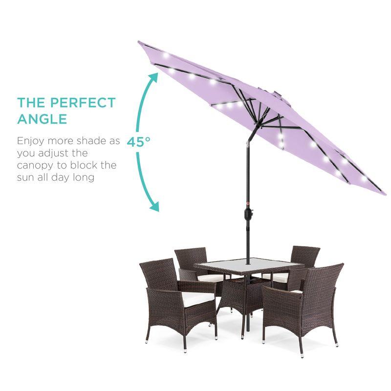 Best Choice Products 10ft Solar LED Lighted Patio Umbrella w/ Tilt Adjustment, UV-Resistant Fabric - Lavender