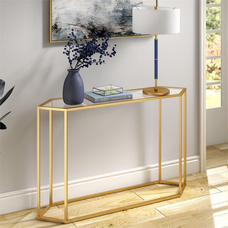 Streamlined Brass Metal Console Table - Henn&Hart