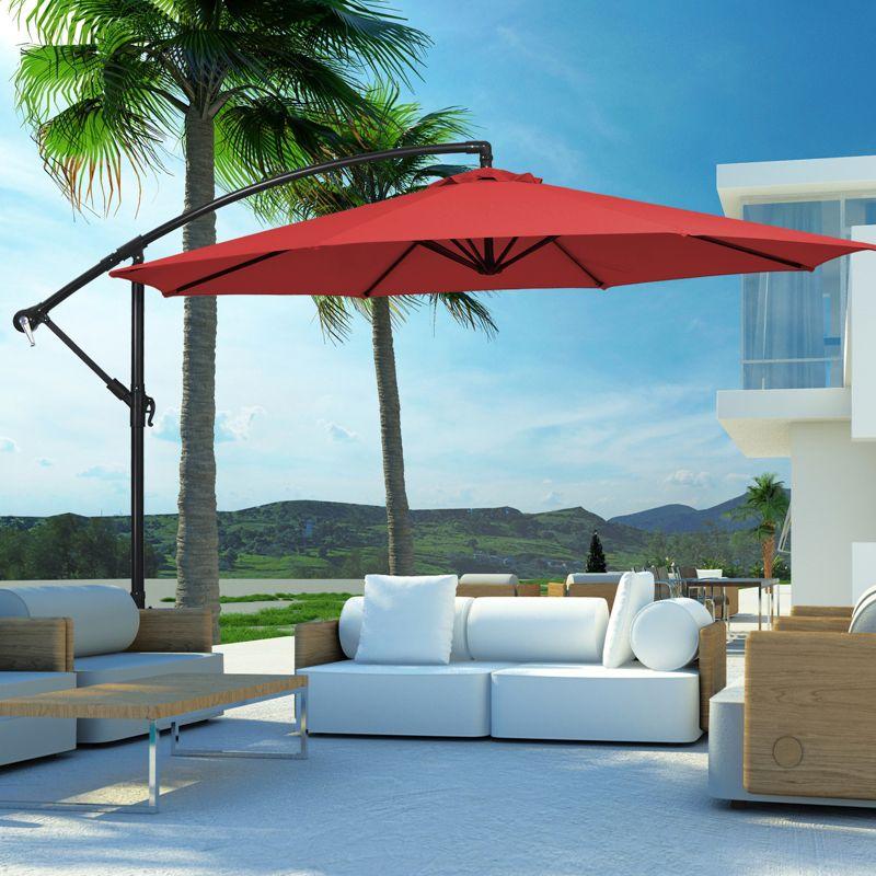 10ft Red Cantilever Patio Umbrella with Steel Frame