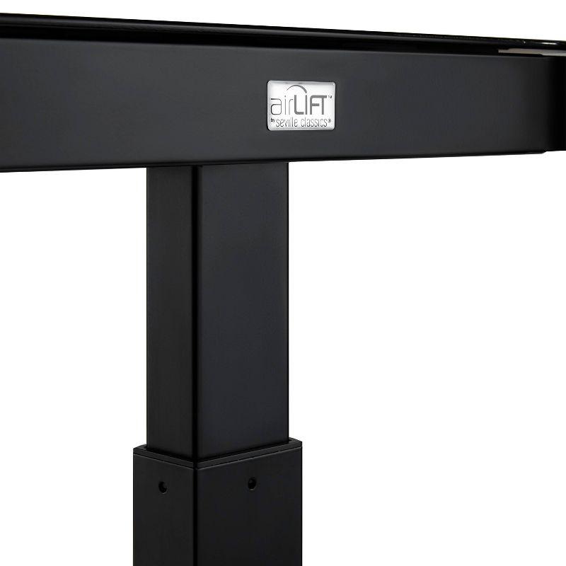 Black Adjustable Height Glass Standing Desk with USB Port and Drawer