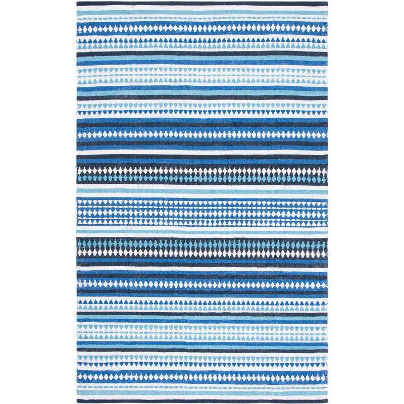 Coastal Breeze Blue Cotton Flat Woven Handmade Rug - 5' x 8'