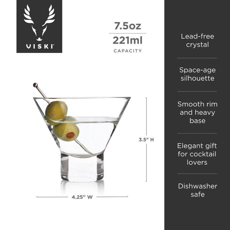 Viski Raye Heavy Base Crystal Stemless Martini Glasses