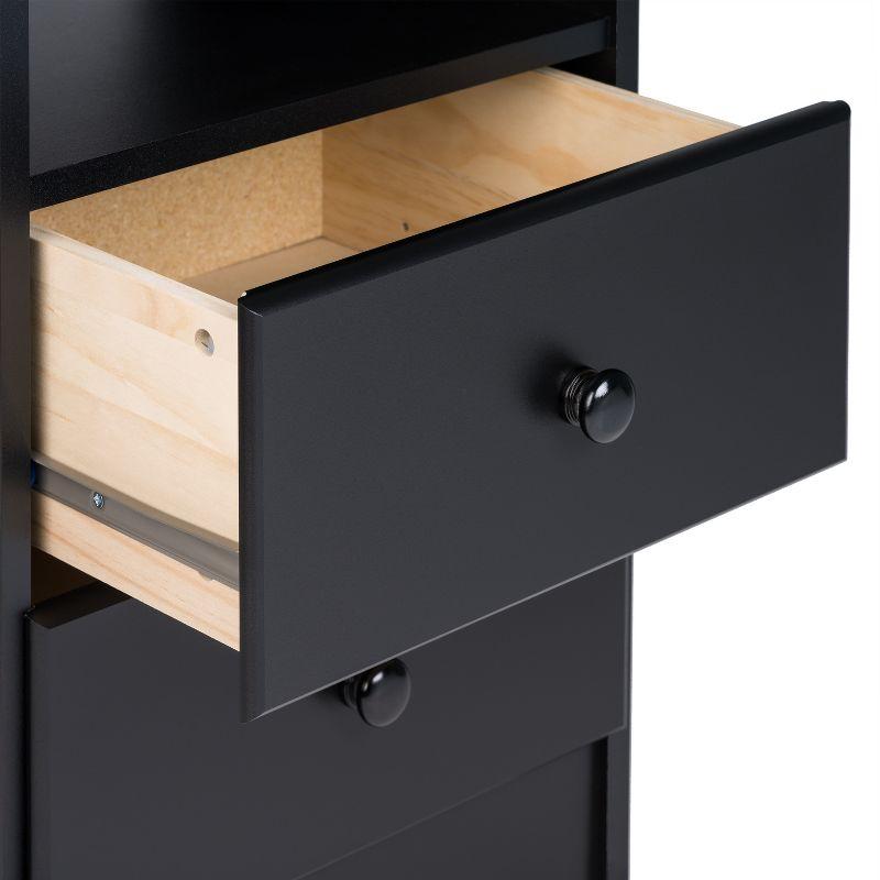 Astrid Timeless Black Nightstand with 2 Drawers and Open Shelf