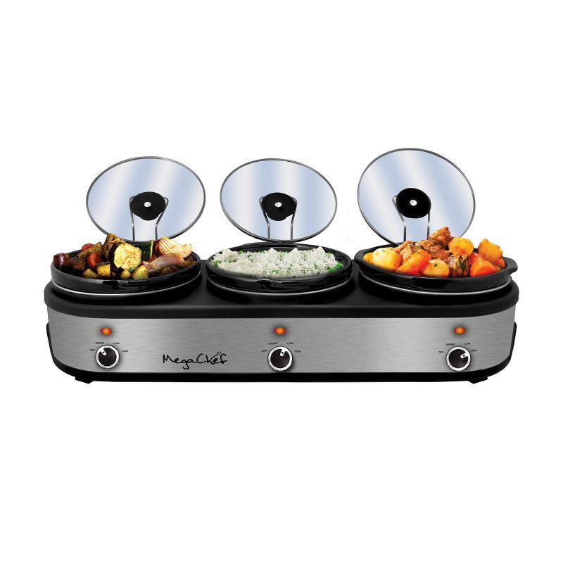 Mega Chef Mega Chef 2.5 Qt. Triple Slow Cooker and Buffet Server