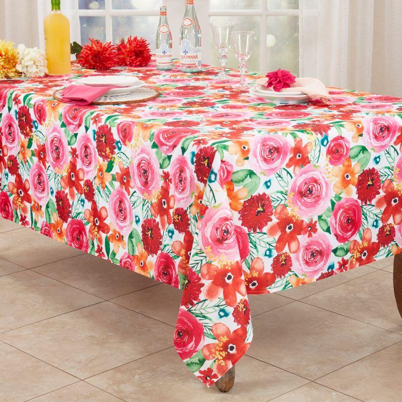 Saro Lifestyle Large Floral Print Tablecloth, Multi, 65" x 90"