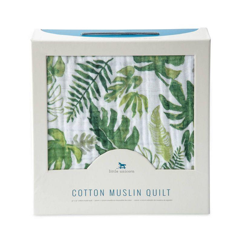 Little Unicorn Cotton Muslin Quilt Blanket - Tropical Leaf