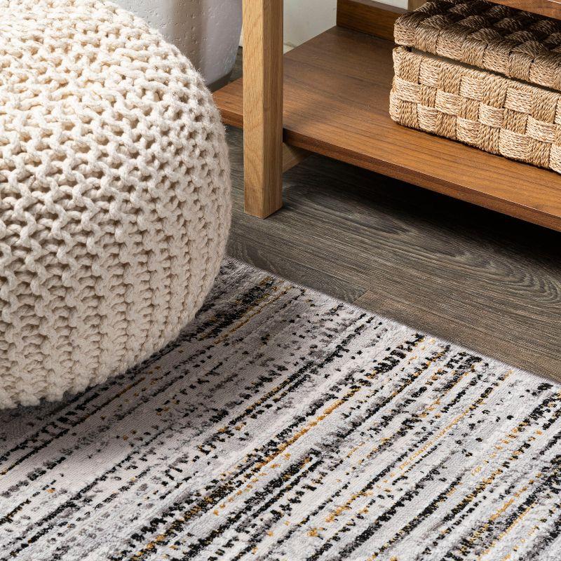 Reversible Gray Stripe Synthetic 8' x 10' Easy-Care Area Rug