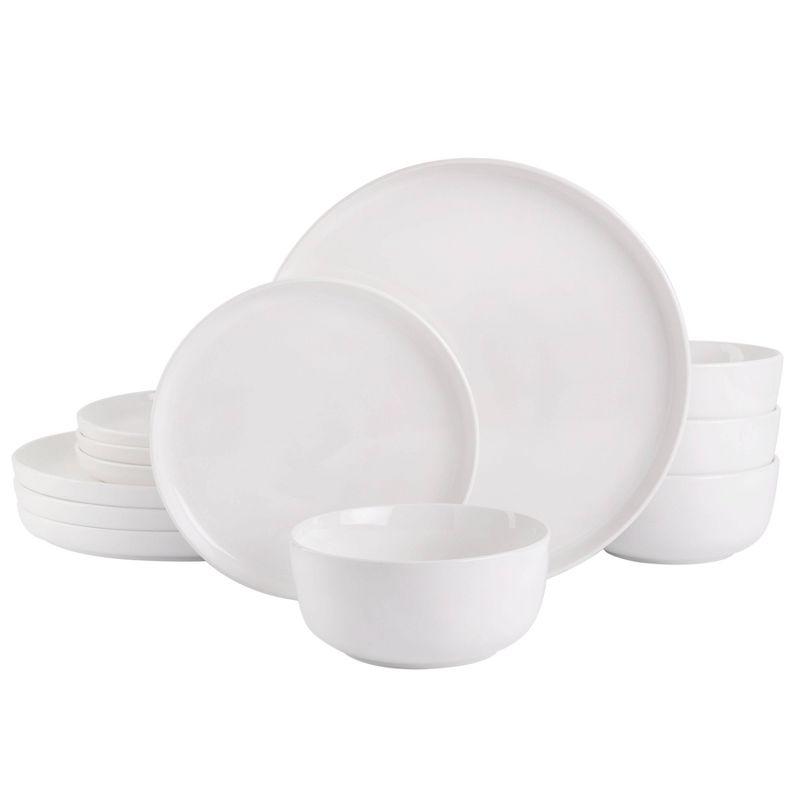 Oslo White Porcelain 12-Piece Dinnerware Set, Service for 4