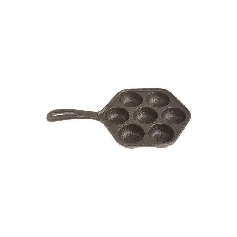 Norpro Cast Iron Stuffed Pancake Pan, Munk/Aebleskiver, 2" / 5cm diameter, Black
