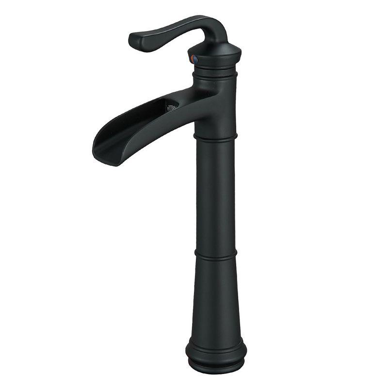 Matte Black Single-Handle Waterfall Vessel Bathroom Faucet