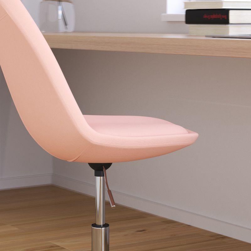 Merrick Lane Swivel Office Chair with Height Adjustable Swivel Seat in Stylish Pink Fabric Upholstery